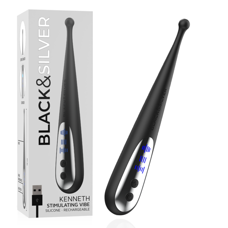 Black&silver-Kenneth Stimolating Vibe-Silicone, 10 velocità