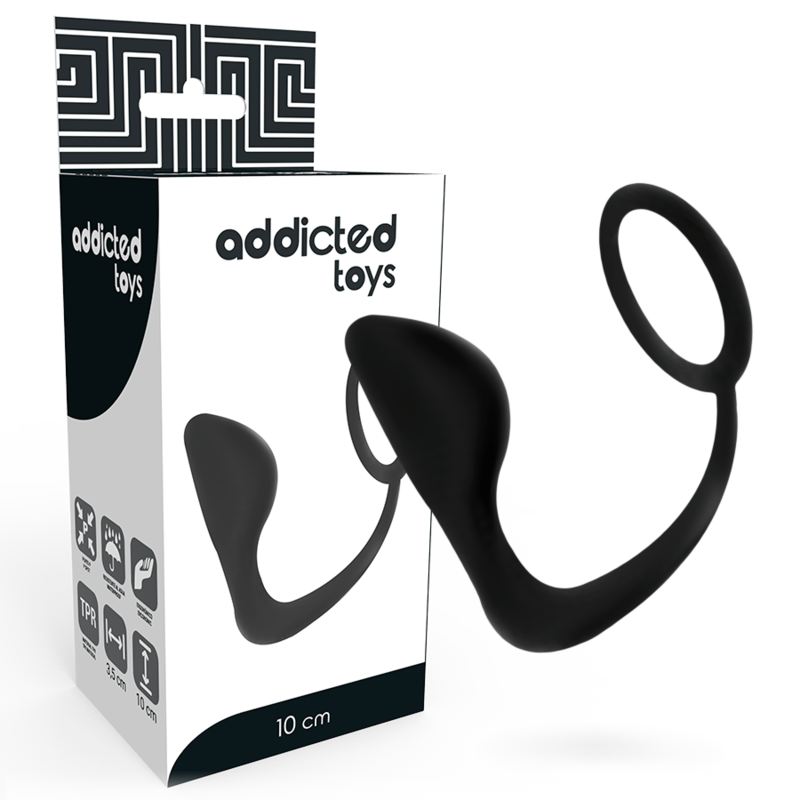 Addicted Toys-Dop Anal cu Inel Penian Negru-TPR · Accesorii BDSM (imaginea 5)