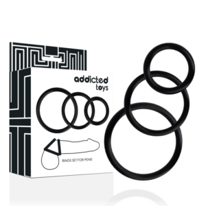 Addicted Toys-Set di anelli per il pene, Nero · Anelli & Guaine per pene (immagine 3)