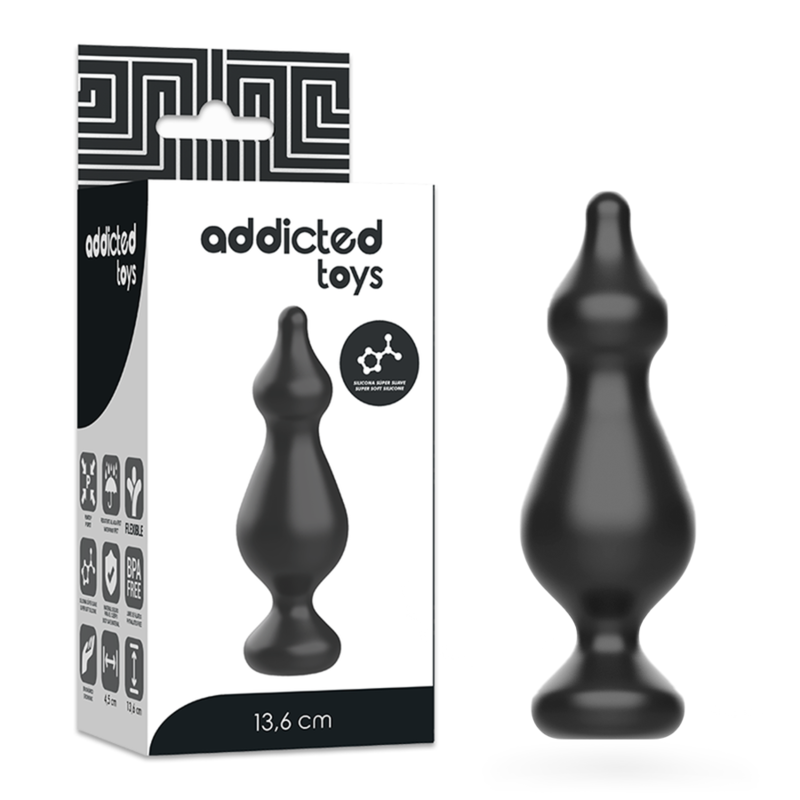 Addicted Toys-Plug anale 13.6 cm Nero-Silicone · Accessori BDSM (immagine 6)