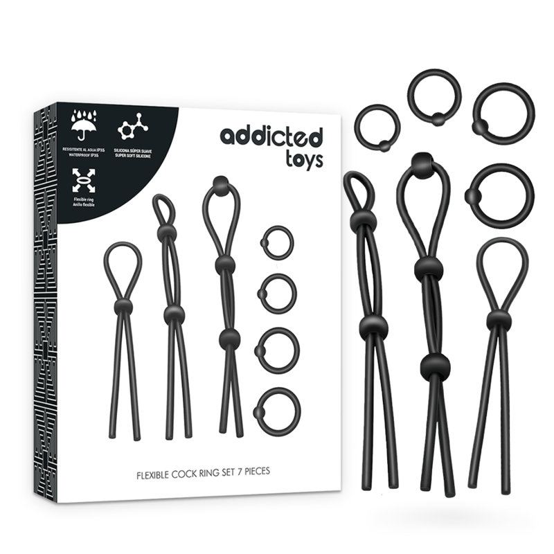 Addicted Toys-Set di 7 anelli flessibili in silicone per il pene 8 Addicted Toys-Set di 7 anelli flessibili in silicone per il pene · Anelli & Guaine per pene (imaginea 8)