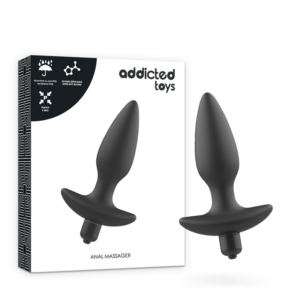 Addicted Toys-Massaggiatore Plug anale con Vibrazione, Nero-Silicone · Accessori BDSM (imaginea 7)