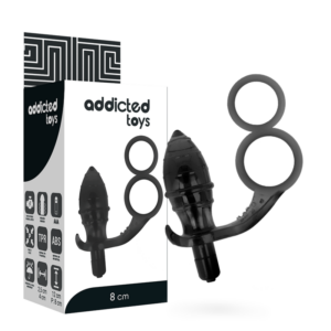 Addicted Toys-Plug anale con doppio anello Nero-TPR · Accessori BDSM (imaginea 2)