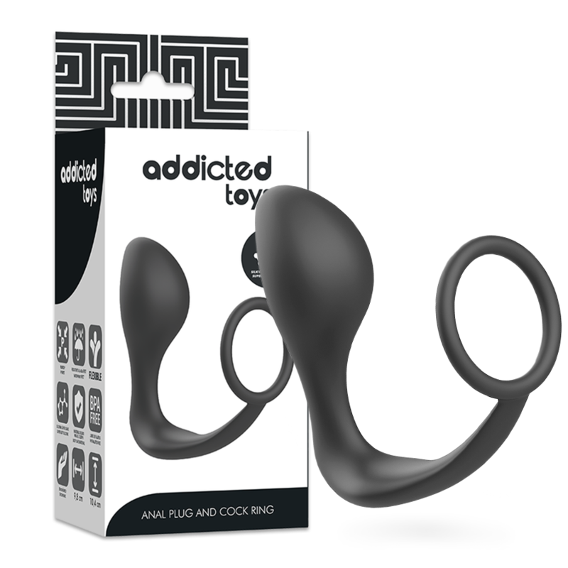 Addicted Toys-Plug anale con Anello in Silicone Nero · Accessori BDSM (immagine 4)