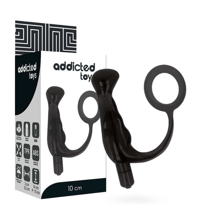 Addicted Toys-Vibratore Prost Tico Black 10 cm-Silicone · Anelli & Guaine per pene (imaginea 4)
