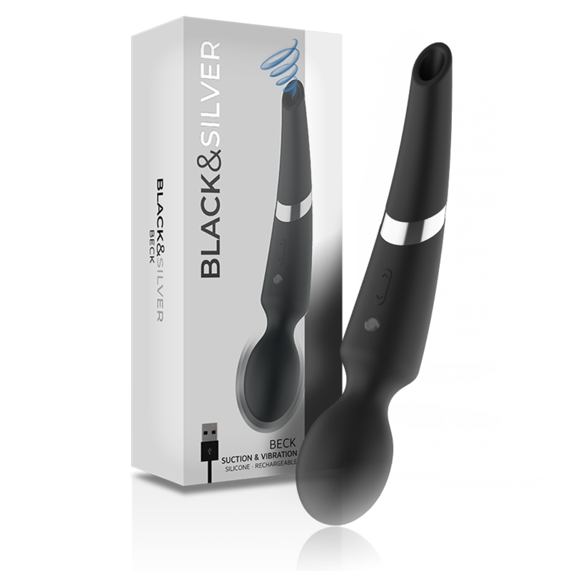 Black&silver-Beck Wand e Coppa di vuoto 2-in-1 di Silicone-10 velocità — BLACK&SILVER · Vibratori (imaginea 5)