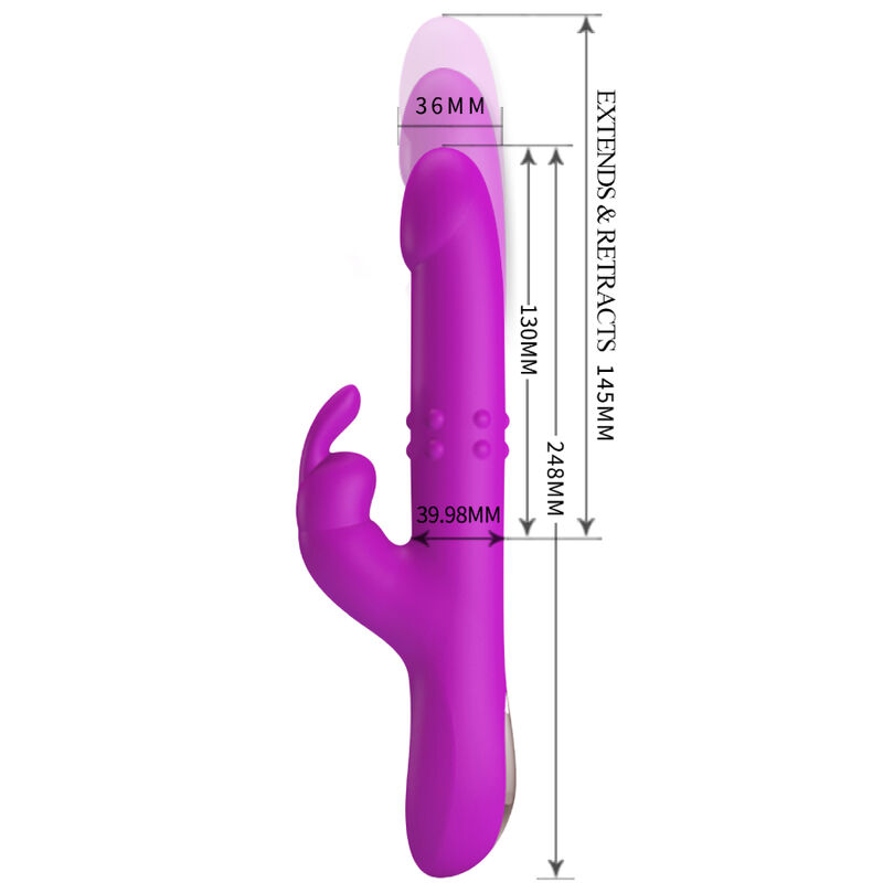 High Tech-Reese Vibratore Rabbit con Rotazione Viola-Silicone, 12 velocità — PRETTY LOVE · Vibratori (imaginea 5)
