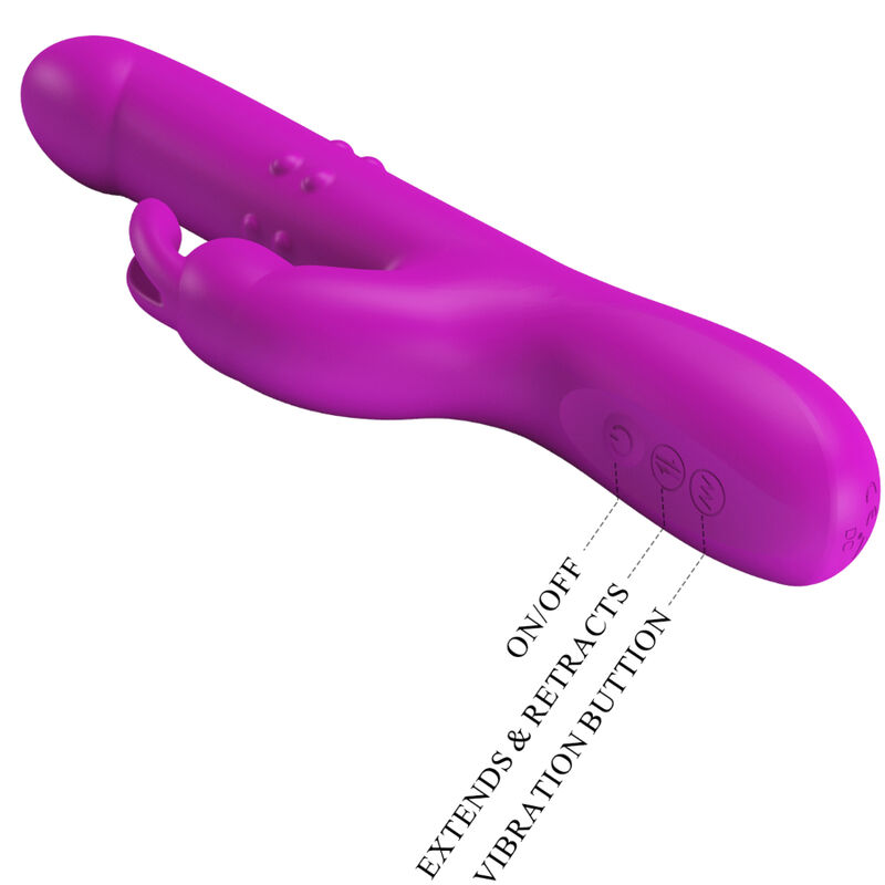 High Tech-Reese Vibratore Rabbit con Rotazione Viola-Silicone, 12 velocità — PRETTY LOVE · Vibratori (imaginea 4)