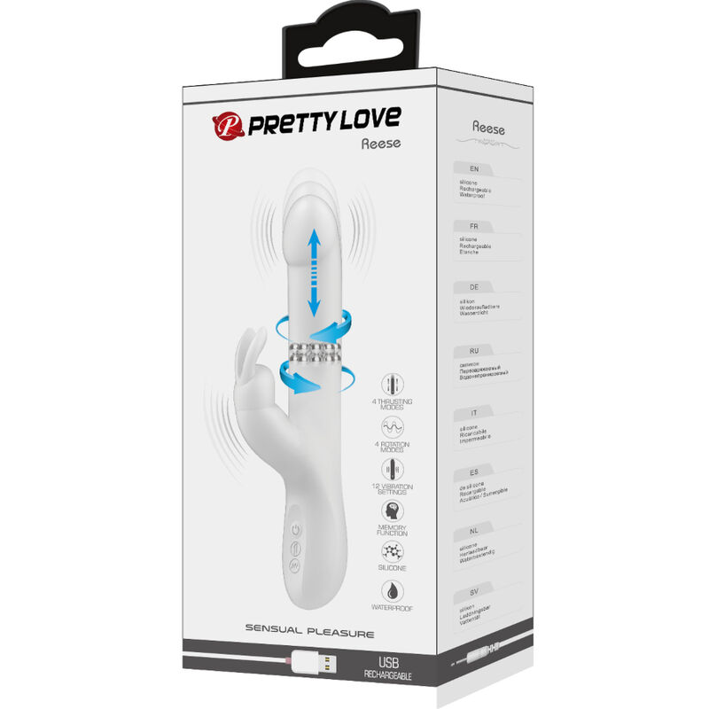High Tech-Reese Vibratore con Rotazione Argento-Silicone, 12 velocità — PRETTY LOVE · Vibratori (imaginea 8)