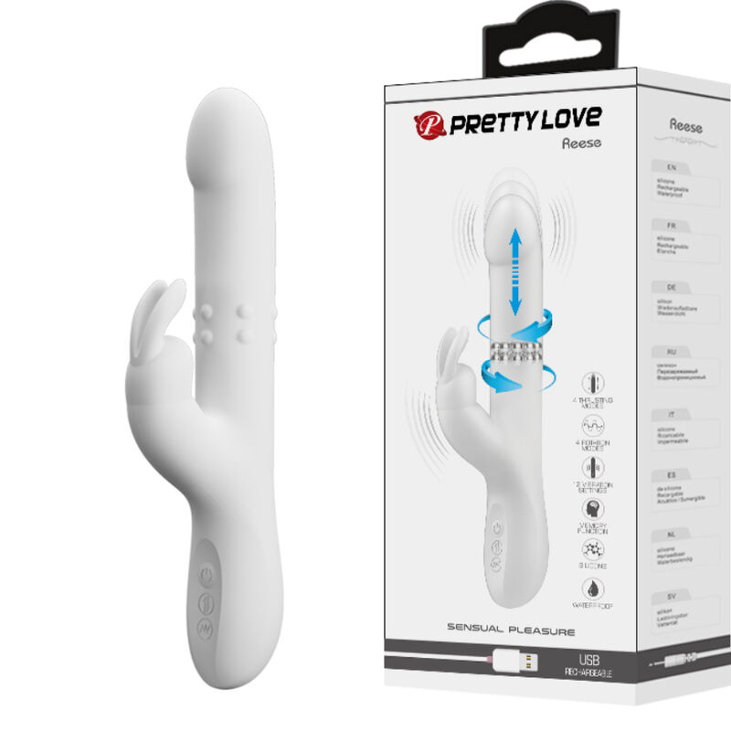 High Tech-Reese Vibratore con Rotazione Argento-Silicone, 12 velocità 2 High Tech-Reese Vibratore con Rotazione Argento-Silicone, 12 velocità — PRETTY LOVE · Vibratori (imaginea 2)