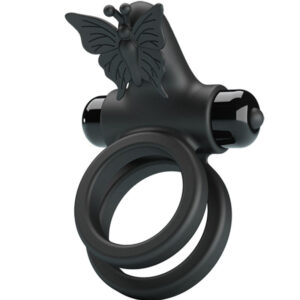 For Him-Anello Vibratore Doppio con Stimolatore Nero-Silicone, 10 velocità — PRETTY LOVE · Anelli & Guaine per pene (imaginea 9)
