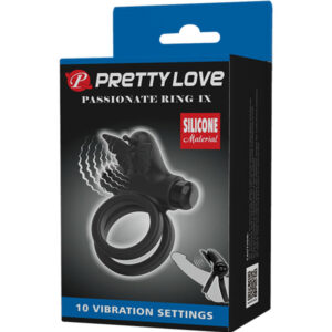 For Him-Anello Vibratore Doppio con Stimolatore Nero-Silicone, 10 velocità — PRETTY LOVE · Anelli & Guaine per pene (imaginea 8)