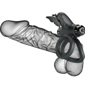 For Him-Anello Vibratore Doppio con Stimolatore Nero-Silicone, 10 velocità — PRETTY LOVE · Anelli & Guaine per pene (imaginea 7)