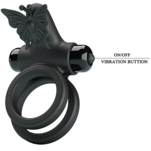 For Him-Anello Vibratore Doppio con Stimolatore Nero-Silicone, 10 velocità — PRETTY LOVE · Anelli & Guaine per pene (imaginea 6)
