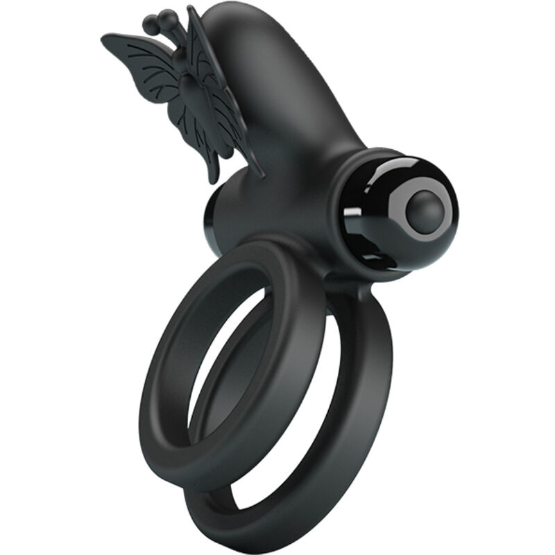 For Him-Anello Vibratore Doppio con Stimolatore Nero-Silicone, 10 velocità — PRETTY LOVE · Anelli & Guaine per pene (imaginea 5)