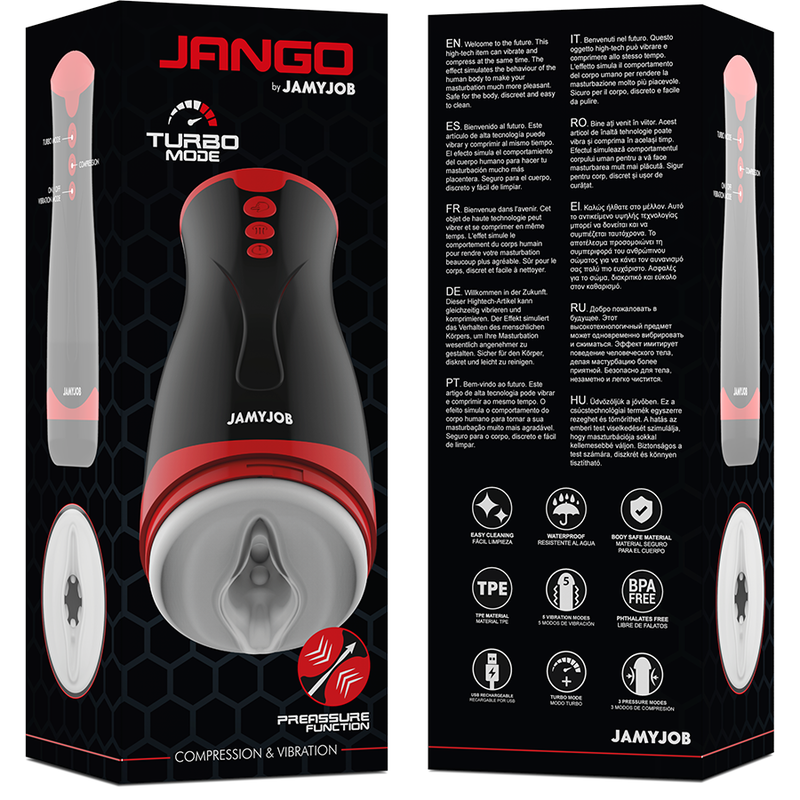 Jamyjob-Jango Masturbatore con Compressione e Vibrazioni-Silicio, 5 · Masturbatori (immagine 7)