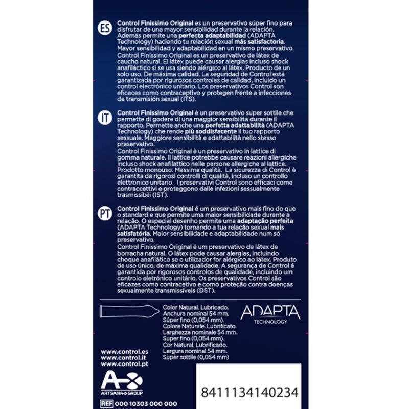 Control Condoms-Finissimo Originale 6 Pezzi-Latex 2 Control Condoms-Finissimo Originale 6 Pezzi-Latex · Preservativi (immagine 2)
