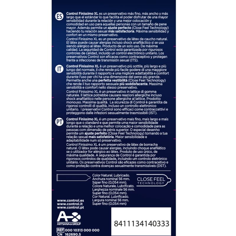 Control Condoms-Finissimo Xl Preservativi 12 Pezzi-Lattice 2 Control Condoms-Finissimo Xl Prezervative 12 Bucăți-Latex · Prezervative (imaginea 2)