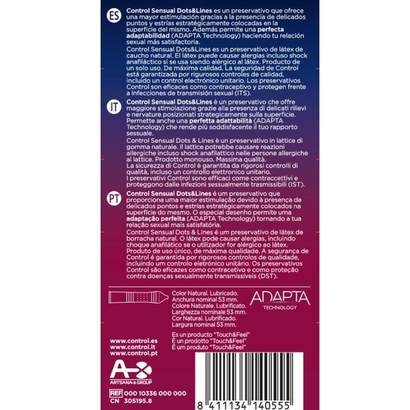 Control Condoms-Sensual Dots & Lines Preservativo Textured, 12 2 Control Condoms-Sensual Dots & Lines Preservativo Textured, 12 · Preservativi (imaginea 2)