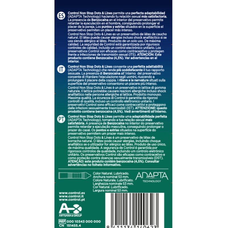 Control Condoms-Non stop Punti e Strisce Preservativi 12 Pezzi · Preservativi (immagine 2)