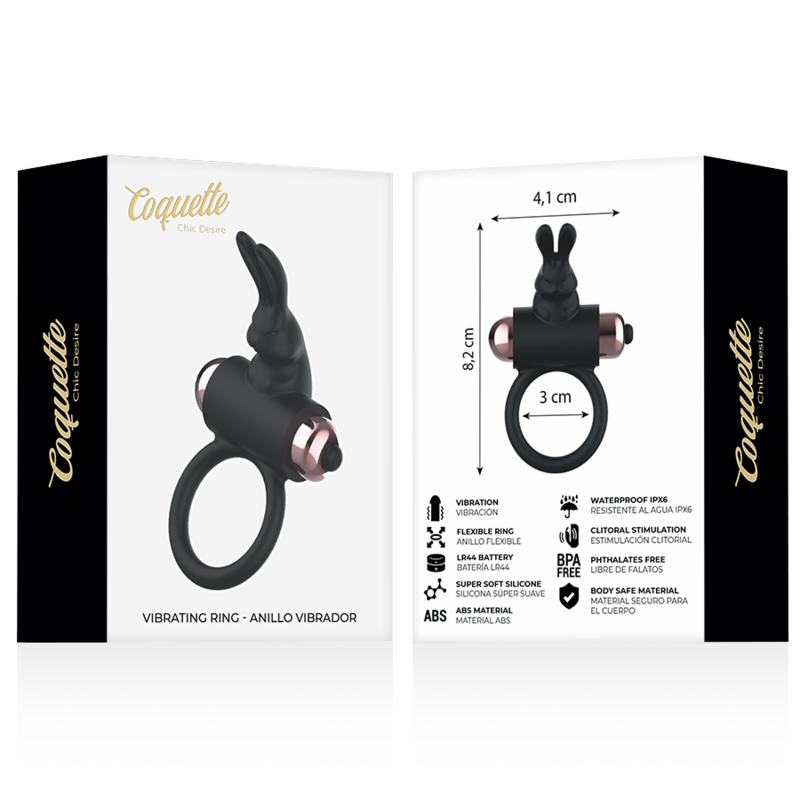 Coquette Toys-Anello Vibratore per Pene Nero/Oro-Silicone 2 Coquette Toys-Anello Vibratore per Pene Nero/Oro-Silicone — COQUETTE CHIC DESIRE · Anelli & Guaine per pene (imaginea 2)