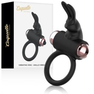 Coquette Toys-Anello Vibratore per Pene Nero/Oro-Silicone