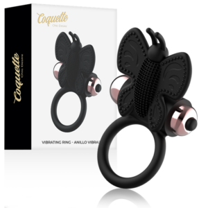 Coquette Toys-Anello vibratore farfalla Nero/Oro-Silicone