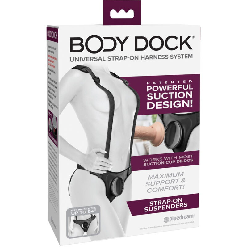 Pipedreams-Body Dock Bretelle Strap-on-Silicone, Ventosa