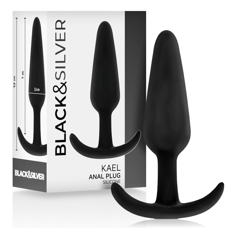 Black&silver-Kael Plug anale in Silicone con ansa a prova d'acqua