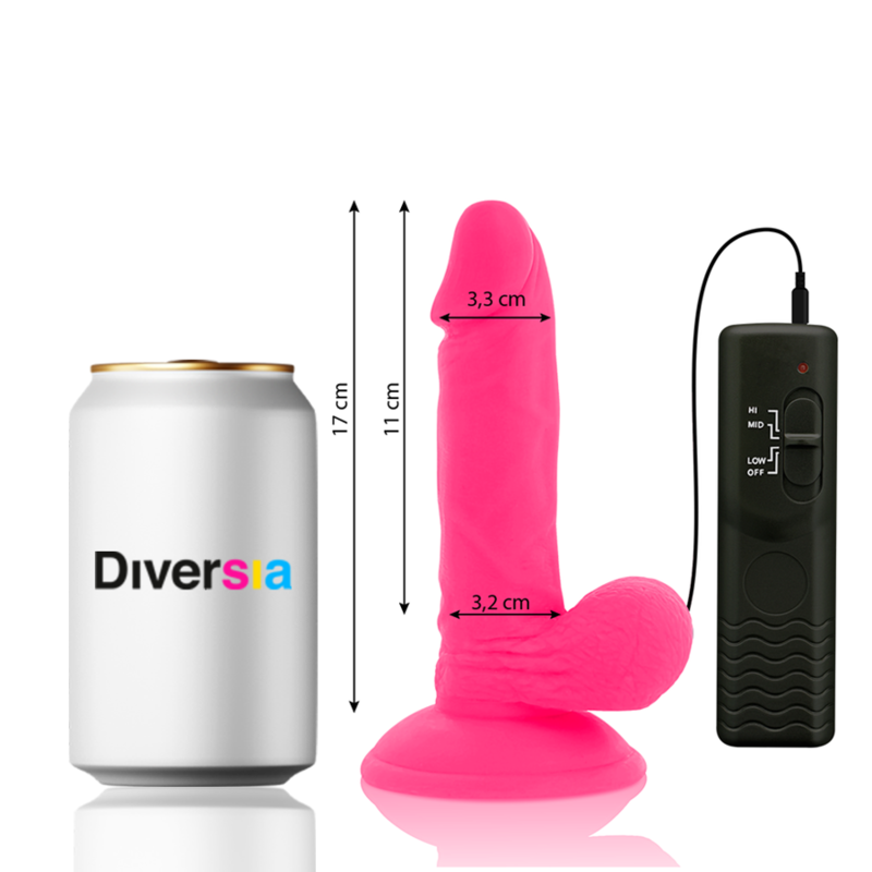 Diversia-Flessibile Vibrating Dildo Pink 17 cm -o- 3.3 cm- TPE · Vibratori (immagine 7)