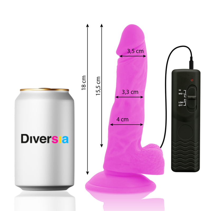 Diversia-Dildo Vibrante Flessibile Viola 18 cm -o- 4 cm-TPE · Vibratori (immagine 3)