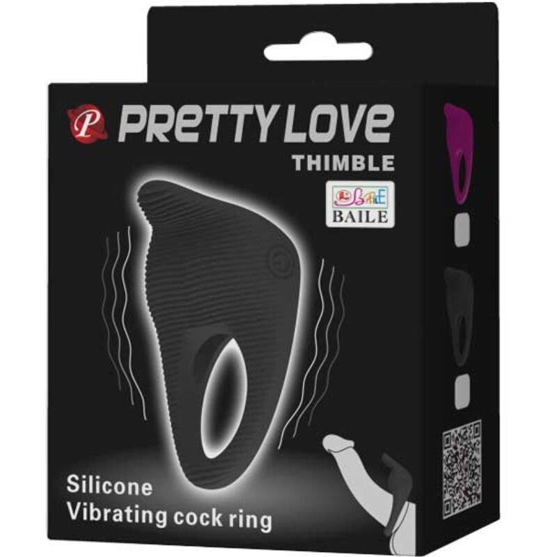 For Him-Thimble Anello Vibratore Nero-Silicone 8 For Him-Thimble Anello Vibratore Nero-Silicone — PRETTY LOVE · Anelli & Guaine per pene (imaginea 8)