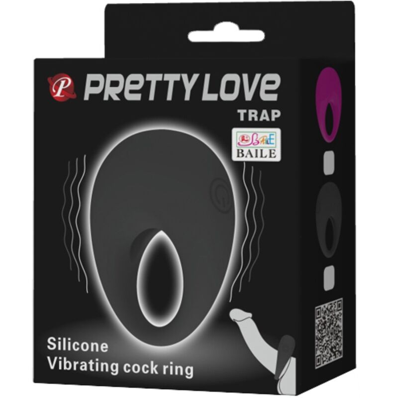 For Him-Trap Anello Vibratore Nero-Silicone — PRETTY LOVE · Anelli & Guaine per pene (immagine 8)