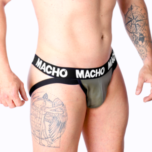 Macho Underwear-MX27GR Jock in pelle ecologica Grigio-Beige 11 Macho Underwear-MX27GR Jock in pelle ecologica Grigio-Beige · Intimo uomo (imaginea 6)