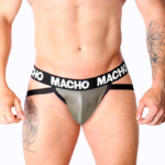 Macho Underwear-MX27GR Jock in pelle ecologica Grigio-Beige · Intimo uomo