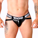 Macho Underwear-MX25NC Jock in pelle ecologica Nera · Intimo uomo