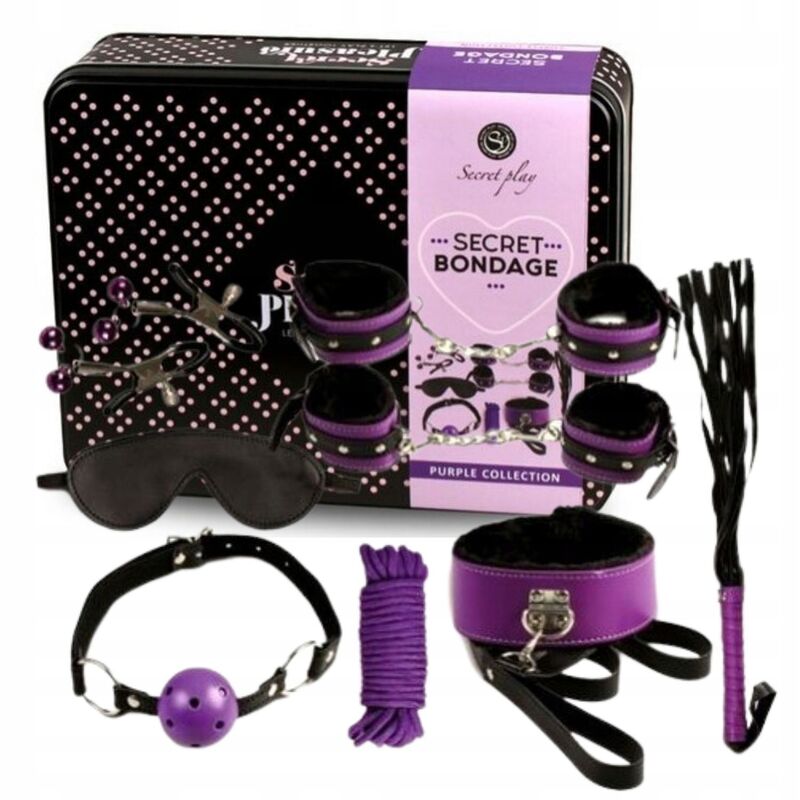 Secretplay 100% Fetish-Bdsm Set 8PCS Purble/Black-Pelle Ecologica · Accessori BDSM (immagine 2)
