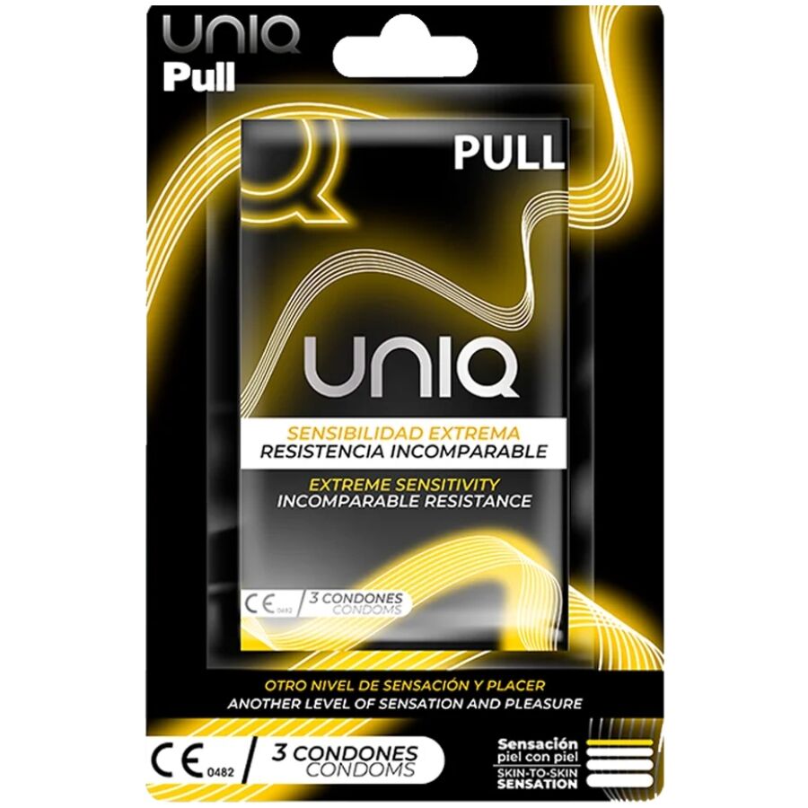 Uniq-Pull Preservativi senza Lattice con Strisce di Tiraggio, 3 Pezzi 1 Uniq-Pull Preservativi senza Lattice con Strisce di Tiraggio, 3 Pezzi · Preservativi