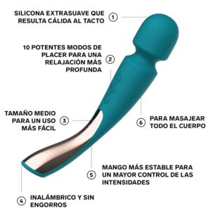 Lelo-Smart Medium Wand 2 Ocean Blue Massaggiatore-Silicone, 10 velocità · Vibratori (imaginea 3)