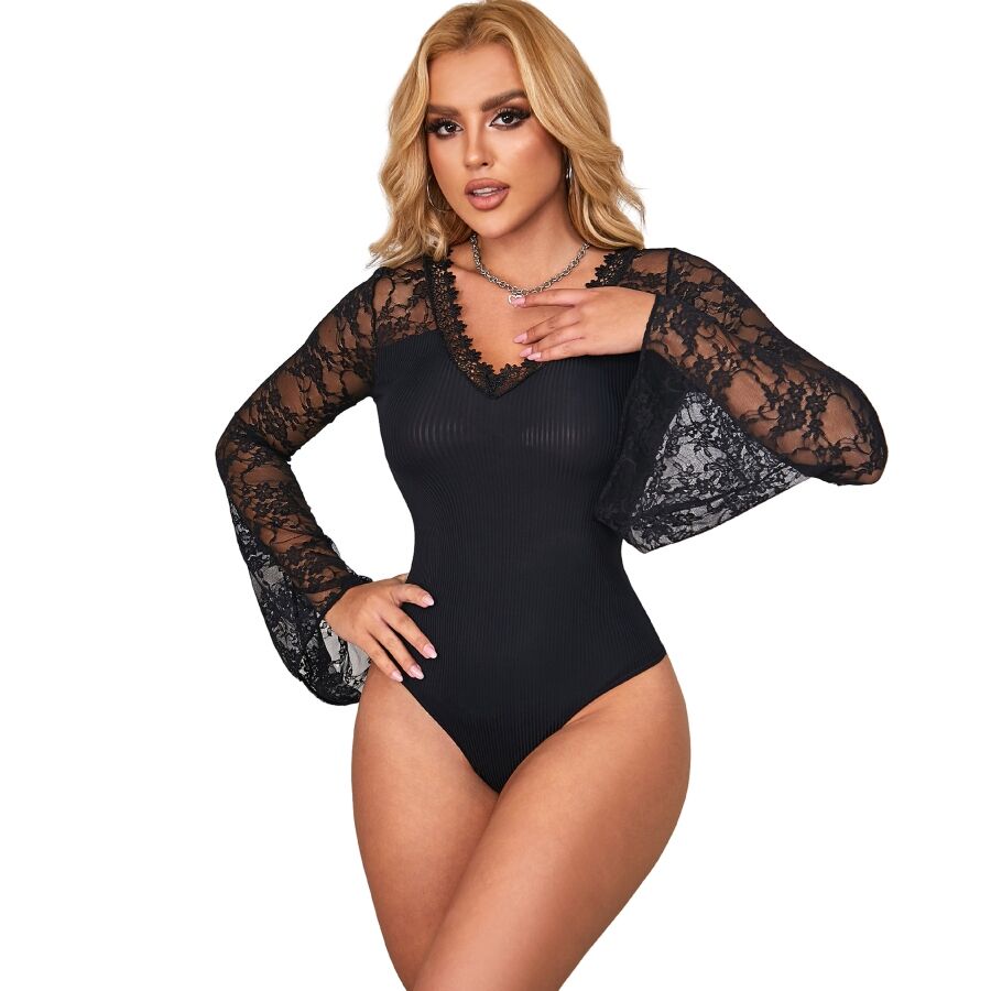 Subblime-Teddy in pizzo Trasparente con ricami floreali · Lingerie sexy donna (immagine 2)