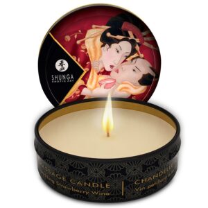 Shunga Candles-Mini Caress Candela Massaggio Fragole e Cava 30 Ml