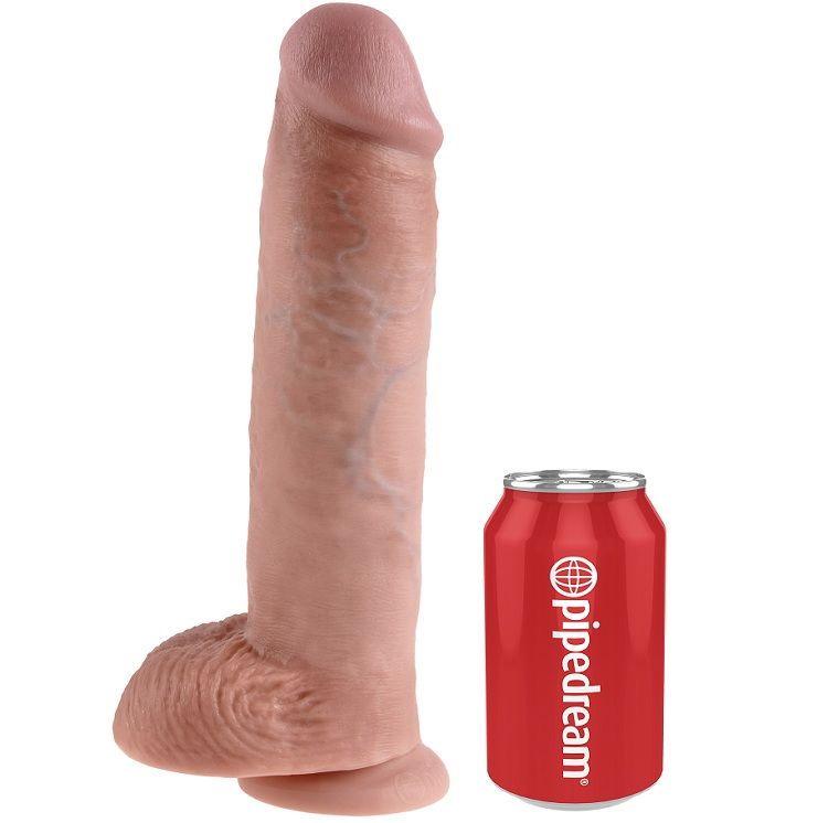 King Cock-11 Dildo Flesh con testicoli 28 Cm-Ventosa
