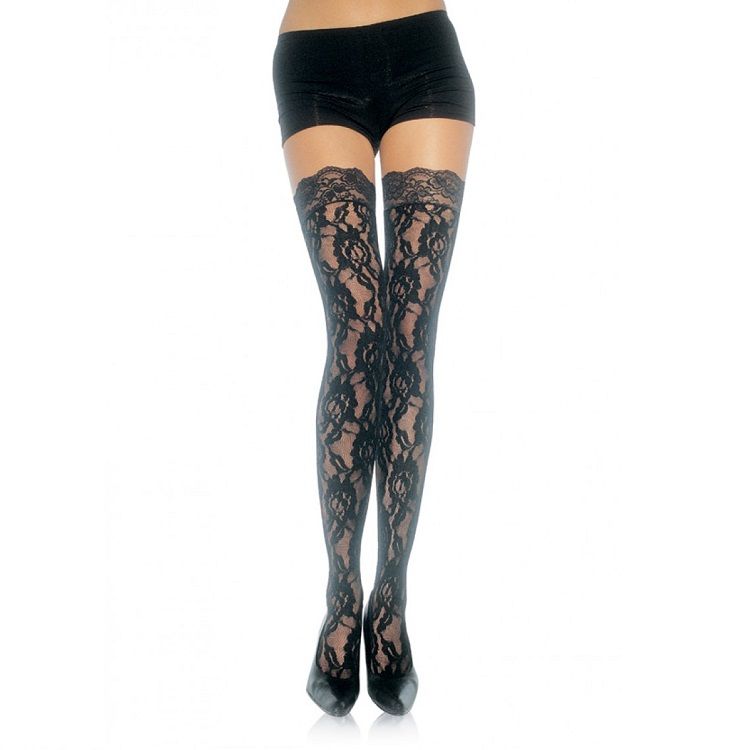 Leg Avenue Hosiery-Calze di pizzo floreale 1 Leg Avenue Hosiery-Calze di pizzo floreale · Lingerie sexy donna