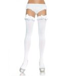 Leg Avenue Hosiery-6010 Bianco Calze Opache Bianche con Volante e Coda · Lingerie sexy donna