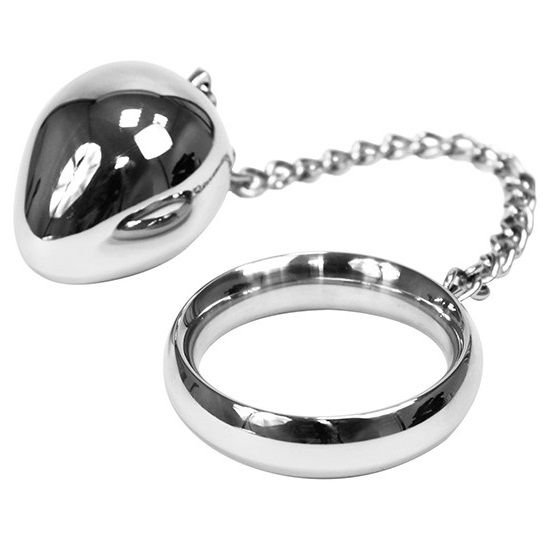 Metal Hard-Anello fallico 45mm + Catena a sfera metallica · Accessori BDSM (imaginea 2)