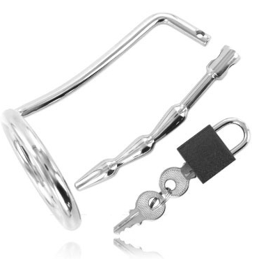 Metal Hard-Anello per testicoli con tappo uretrale di castità · Accessori BDSM