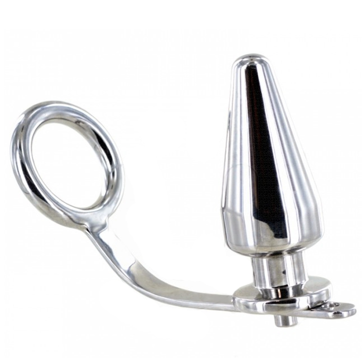 Metal Hard-Anello in acciaio con Plug anale 80 X 55 mm 1 Metal Hard-Anello in acciaio con Plug anale 80 X 55 mm · Accessori BDSM