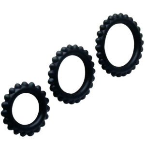 Baile For Him-Titanio Set 3PCS Anello Pene Nero 2.8 + 2.4 + 1.9 cm