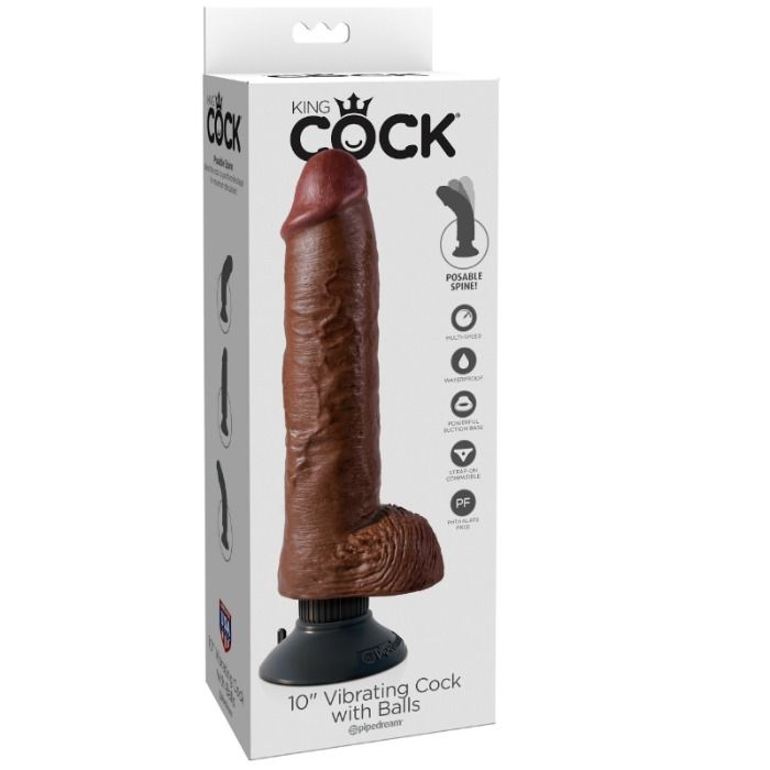 King Cock-25.5 Cm Vibratore Realistico con Testicoli Marrone-Waterproof 3 King Cock-25.5 Cm Vibratore Realistico con Testicoli Marrone-Waterproof — PIPEDREAMS · Vibratori (imaginea 3)