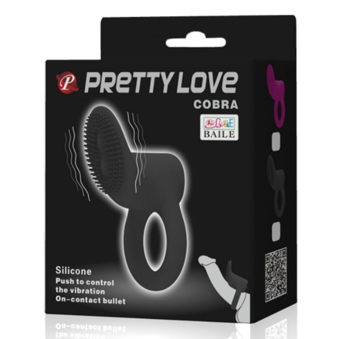 For Him-Cobra Anello Vibratore Nero-Silicone — PRETTY LOVE · Anelli & Guaine per pene (immagine 7)